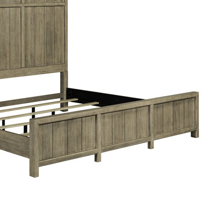 Ensemble de lit à panneau, commode et miroir Aason