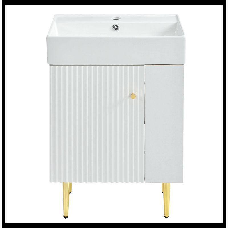 Meuble-lavabo sur pied simple avec plateau en céramique 21,60 po Juliana
