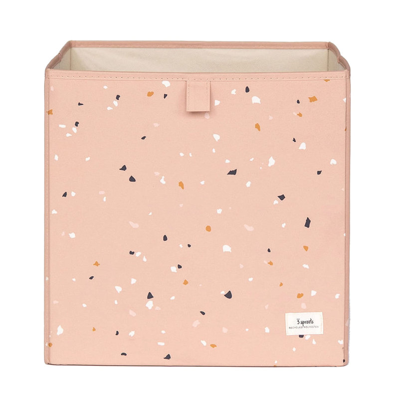3 Sprouts Recycled Fabric Storage Cube Box Container Organizer - Green Terrazzo, Clay