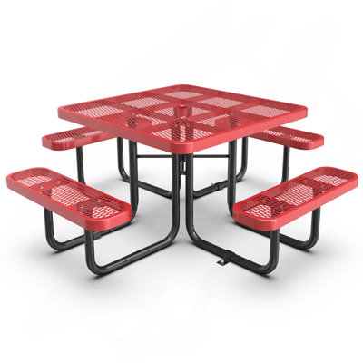 Ensemble de table de salle à manger d'extérieur carré avec trou pour parasol
