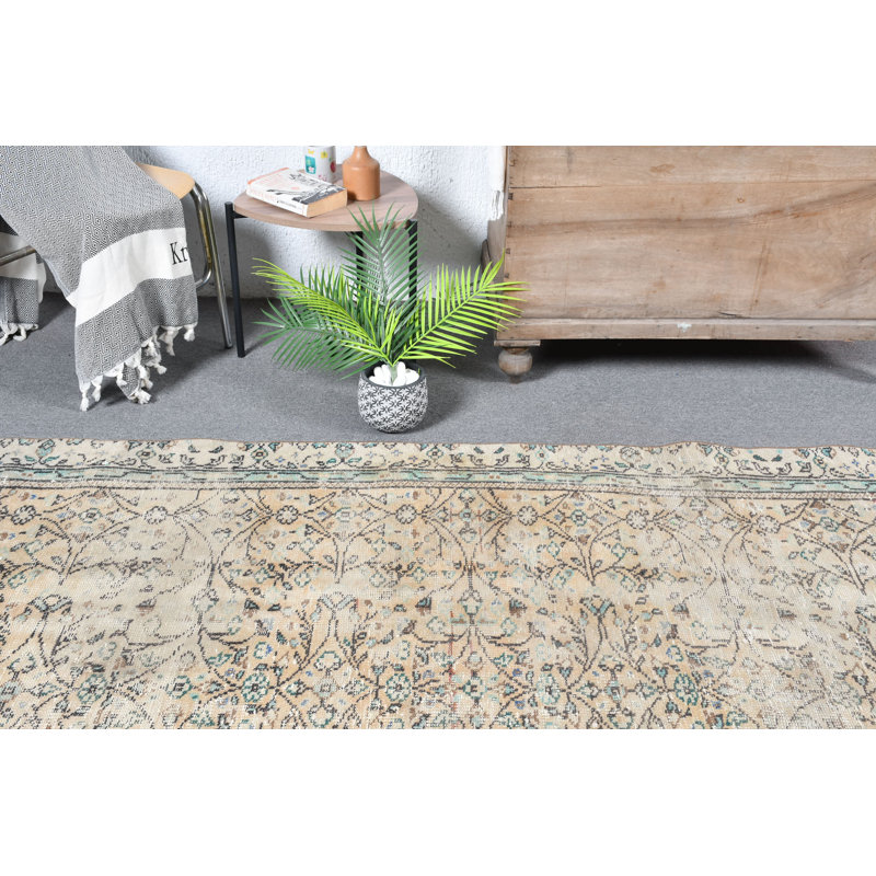 Tapis turc rétro pour décor de salon ou de grand plancher bohémien jaune / vert
