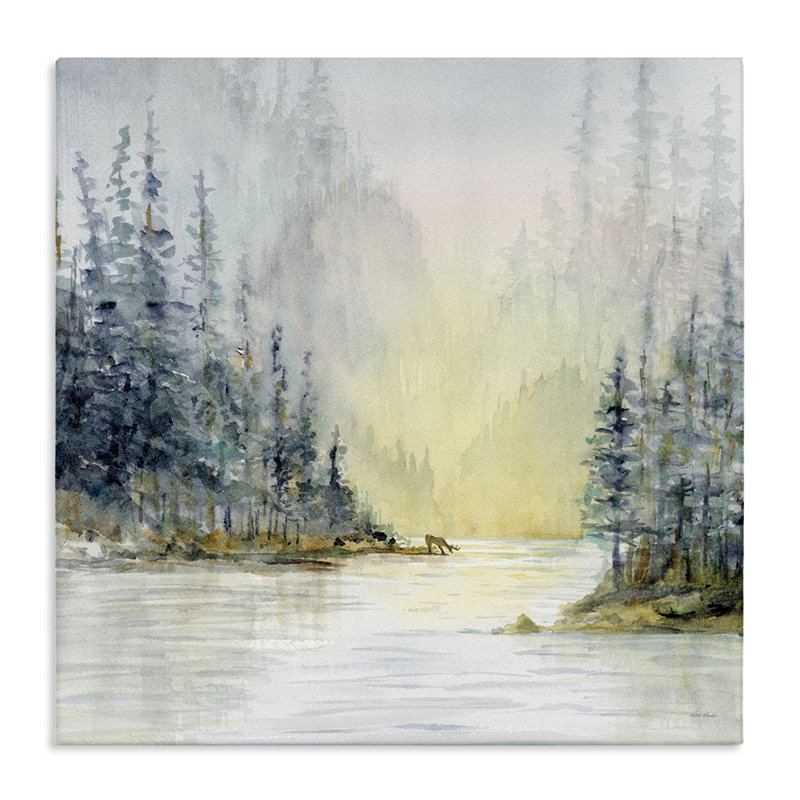 "Woodland Lake Scene", art mural par Patti Bishop, H 36 po x l 36 po