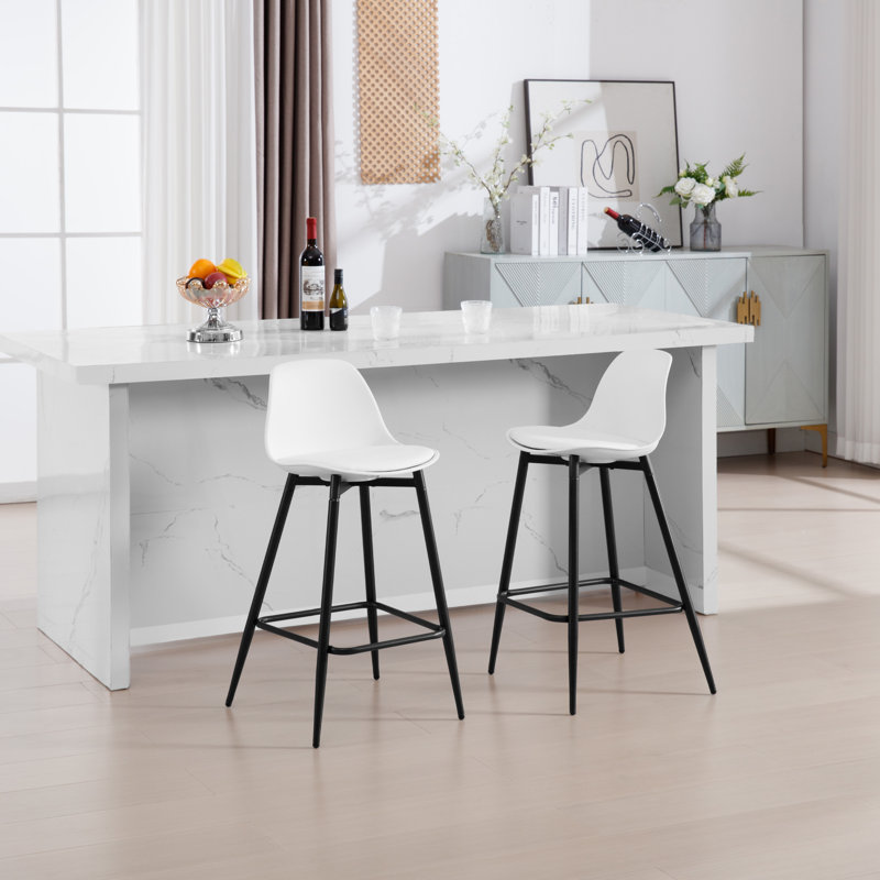 Counter Stool, 2, White Polypropylene