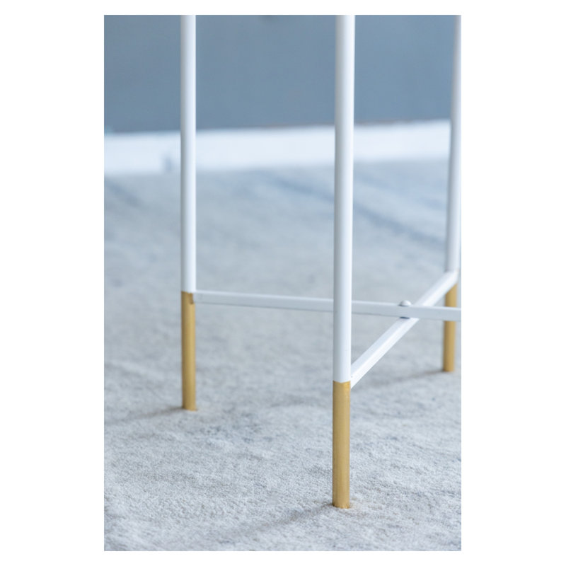 Ensemble de 2 tables d'appoint gigognes dorées et blanches avec dessus ronds