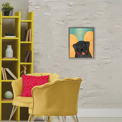 Dog Angel with Yellow Wings Floating Frame, design by Stephen Huneck