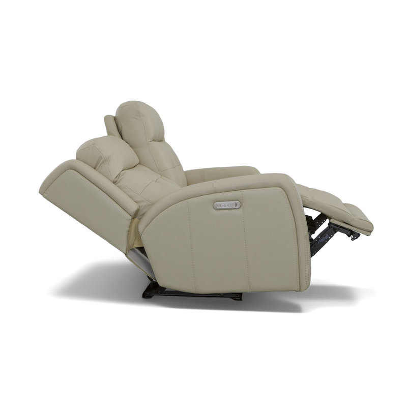 Grant 63" Leather Reclining Loveseat, Ivory Genuine Leather
