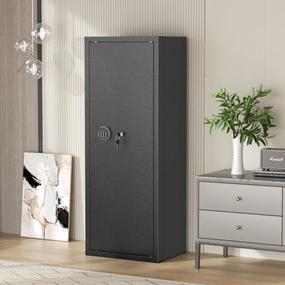 10-14 Gun Safe, Gun Safes for Home Rifle and Pistols, Quick Access Gun Cabinets with LED Light for Rifles and Shotguns with keypad lock, Pockets and Removable Shelf