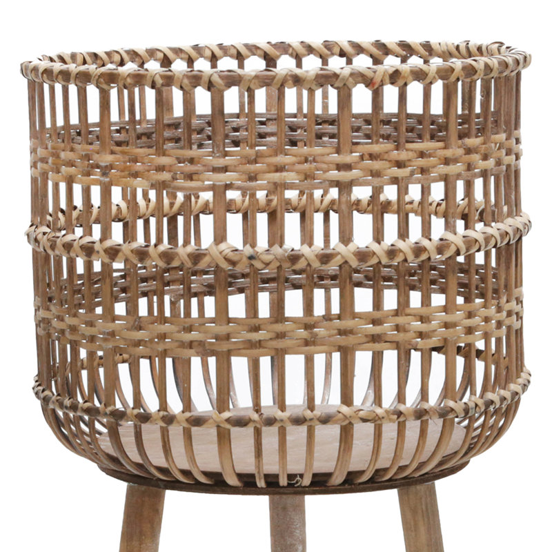 Ensemble de jardinière neutre en osier Boho, décoration de jardin d'intérieur polyvalente, Brun géométrique, 3 pièces