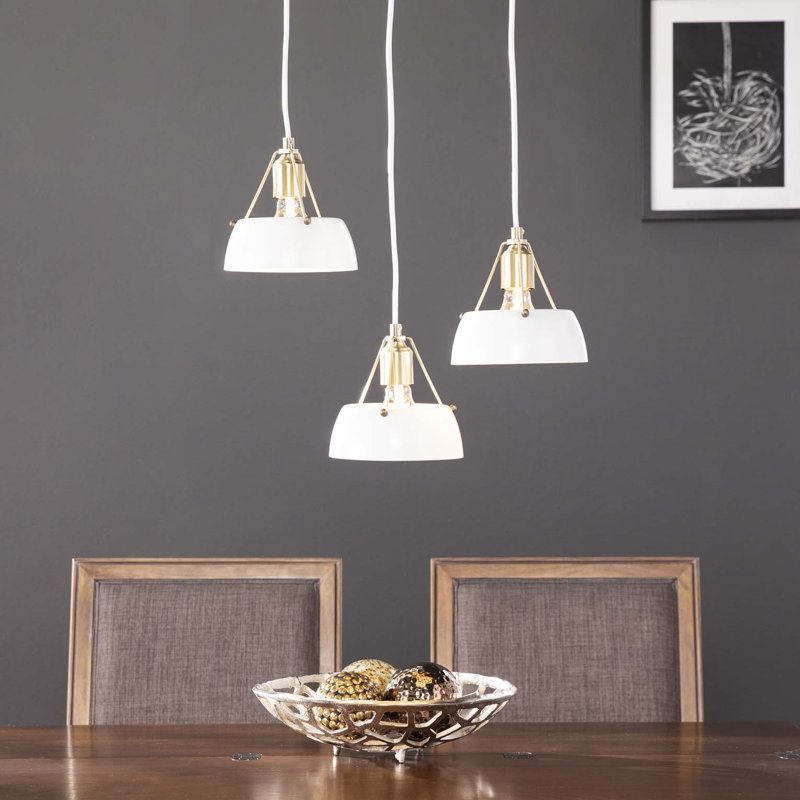 Luminaire suspendu grappe 3 lumières Renmarco, Blanc, Blanc