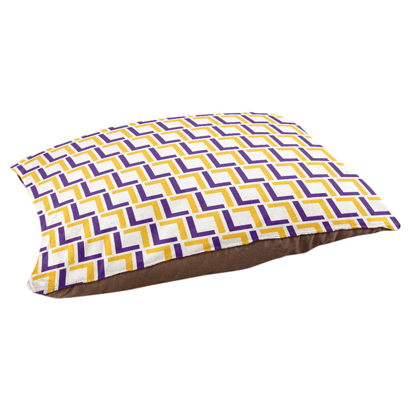 Coussin pour chien Brossard, Grand (l 30 po x P 40 po x H 5 po), Blanc / mauve / doré