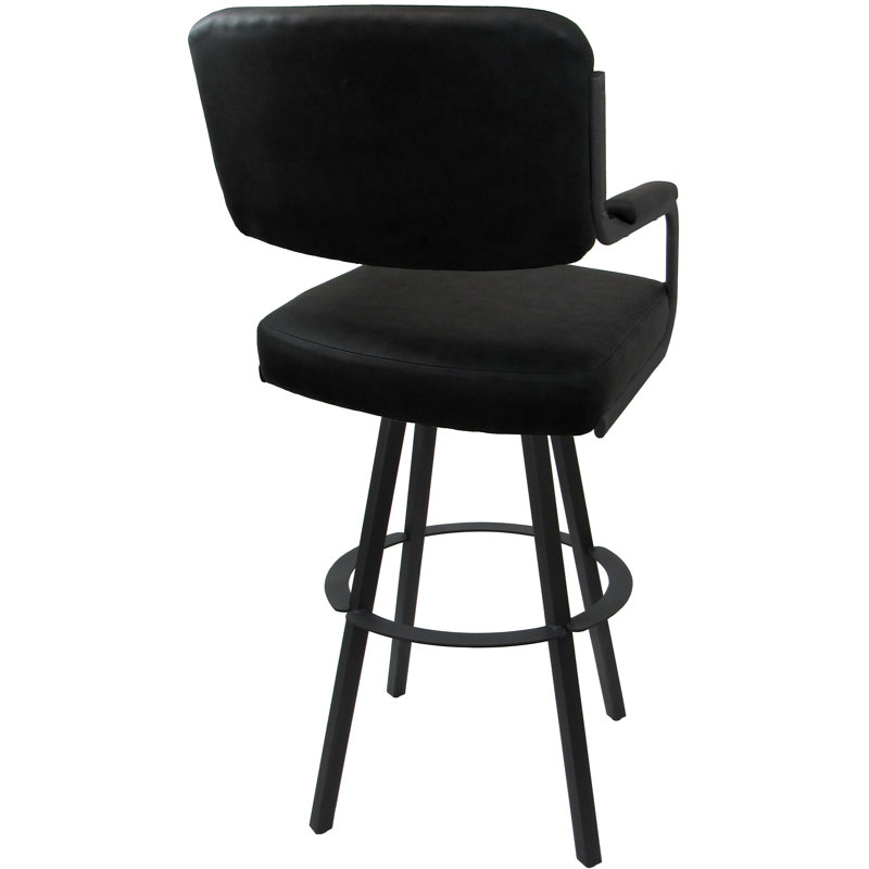 Kambria Swivel Metal Extra Tall Bar Stool 34" Seat On Warren Base, Black Vinyl/Gray Frame