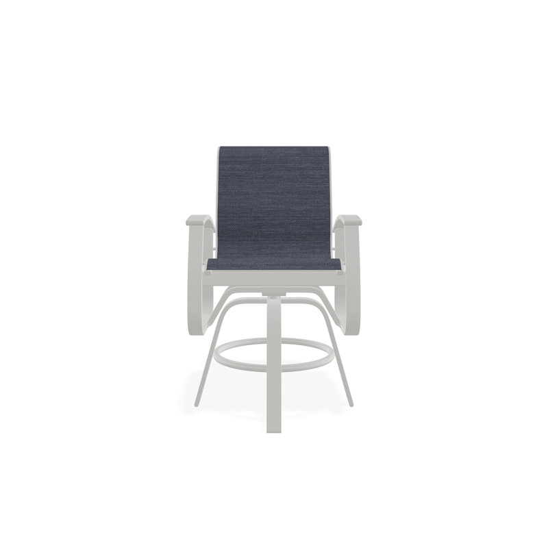 Fauteuil pivotant à hauteur de balançoire en aluminium avec accoudoirs en polymère de qualité marine Belle Isle, Neige, Ciel