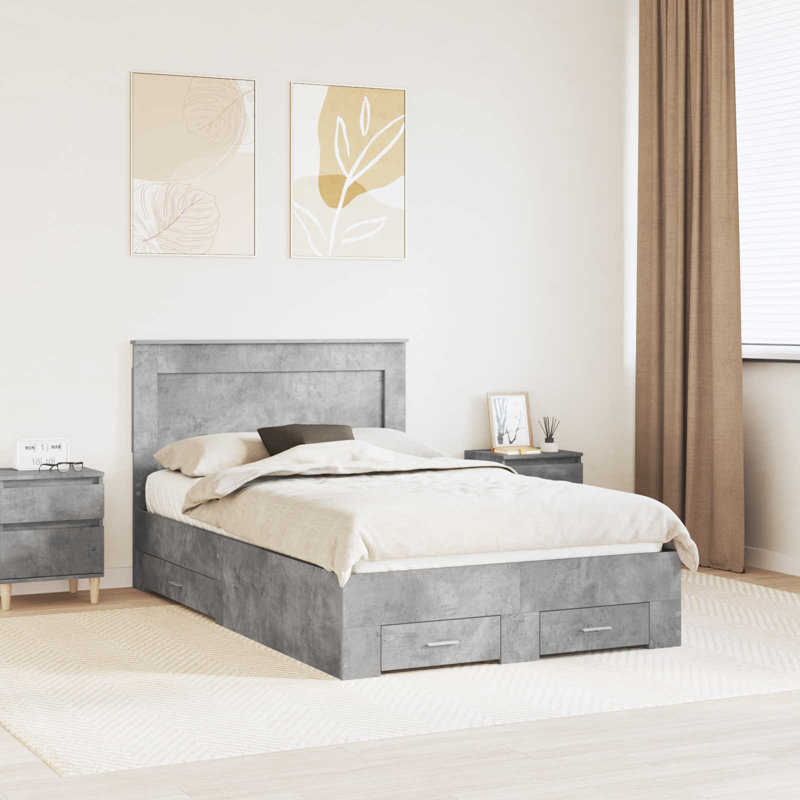 Bed, European Double (140 x 200 cm), Concrete Grey