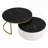 Modern Round Nesting Coffee Table Fluted With Drawer In Black & Gold In 27.6"