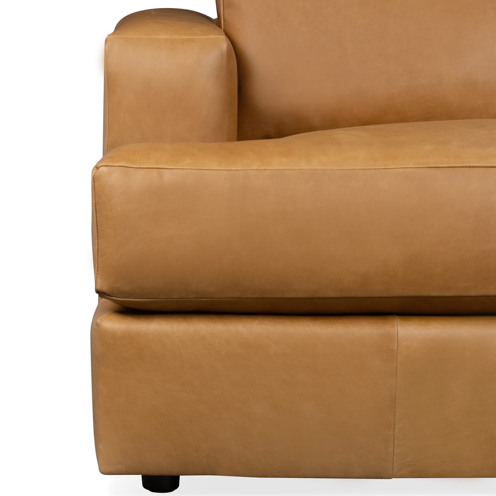 Cayden Genuine Leather Sofa, Bistro Saddle Genuine Leather, 34" H x 84" W x 41" D