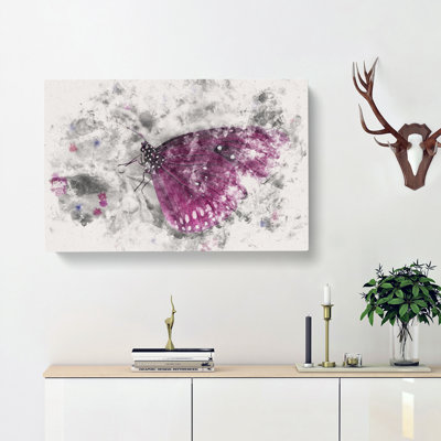 Butterfly Upon A Flower - Wrapped Canvas