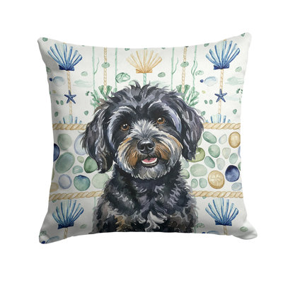 Black Havanese Coastal Sea Glass Throw Pillow