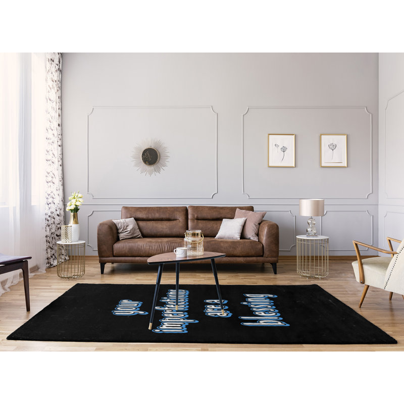 Tapis en poly-chenille style tableau noir, Rectangle 5 pi x 7 pi