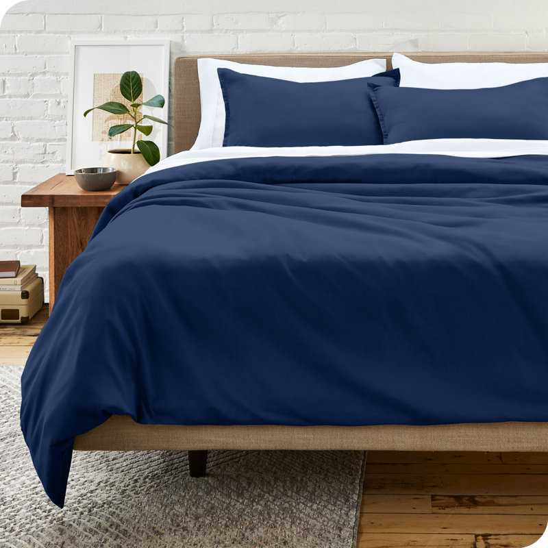 King Size Dark Blue Microfiber Duvet Cover Set