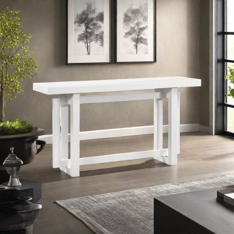 Console avec plateau en bois, pour entrée, couloir, salon, vestibule, couloir, Blanc, Blanc