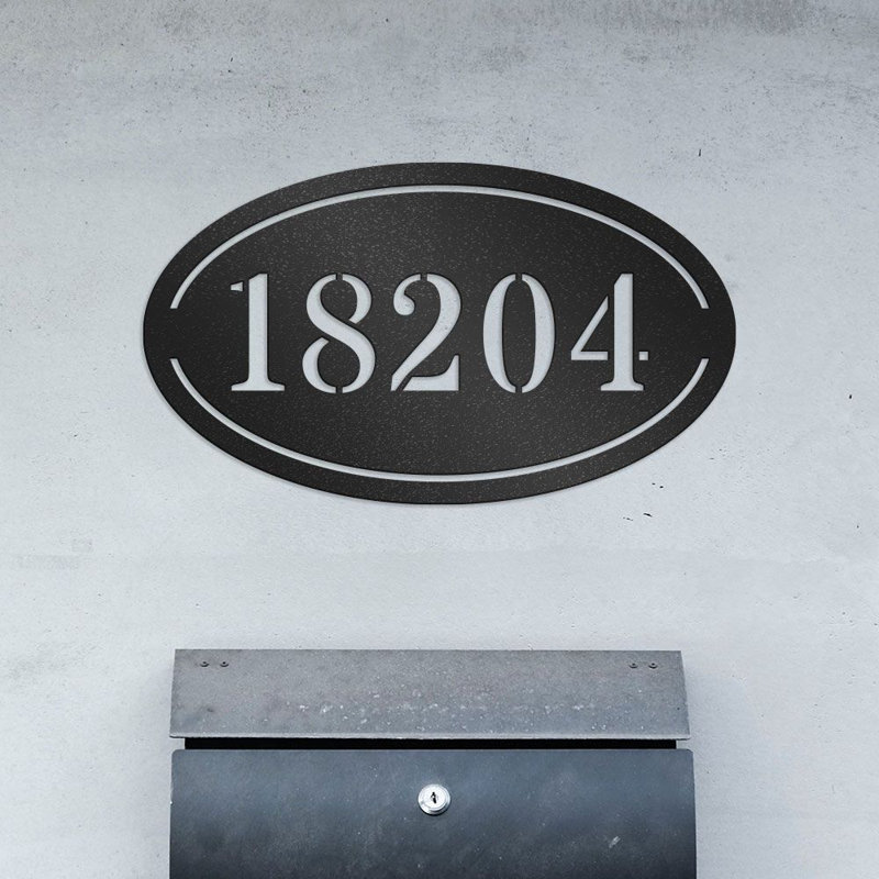Plaque d'adresse en métal sur mesure, plaque de numéro de maison ovale simpliste, 30"