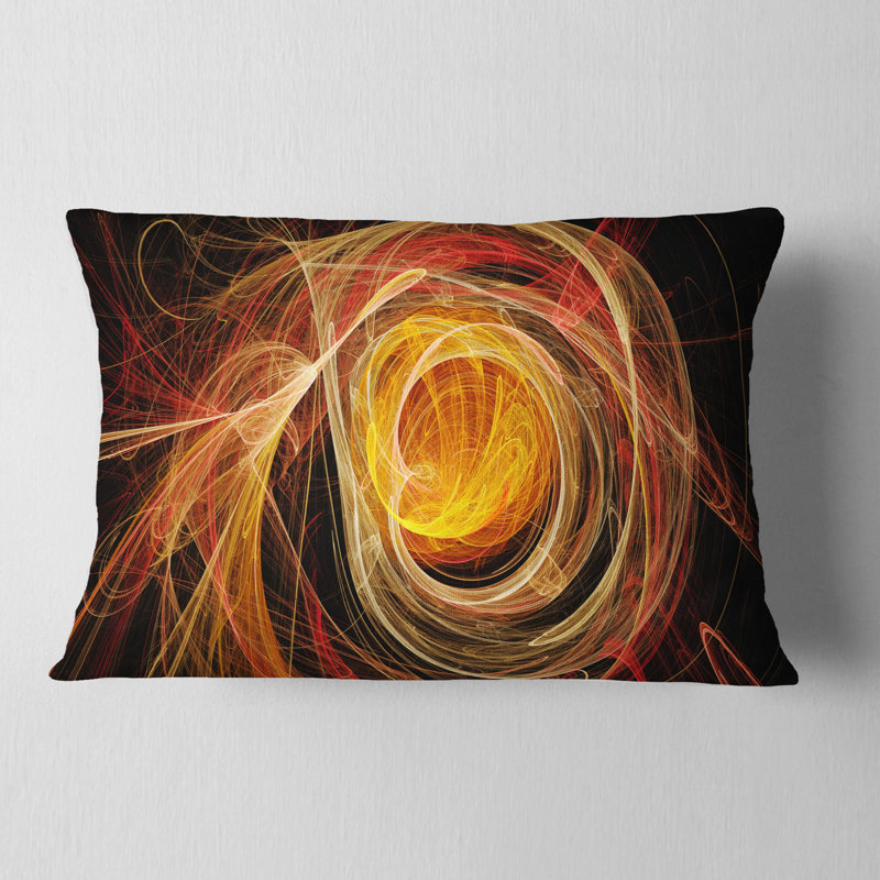 Boule de laine - Coussin imprimé abstrait, Orange / Noir