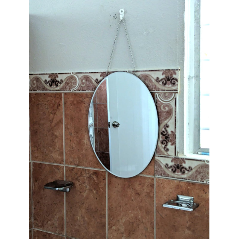 QMDECOR Miroir rond argenté avec chaîne en fer pour décoration murale