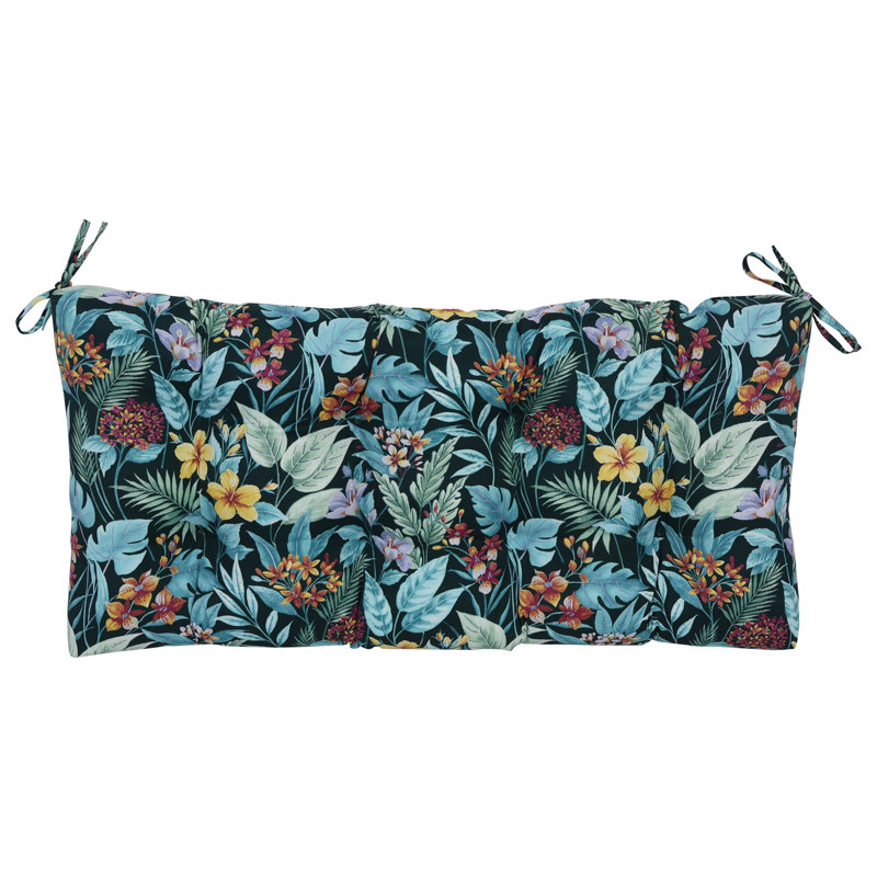 Outdoor 5'' Loveseat Seat Cushion, Blue/Green Floral