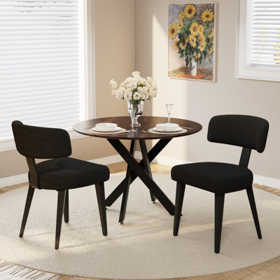 36in Round Dining Table with Black Teddy Side Chair