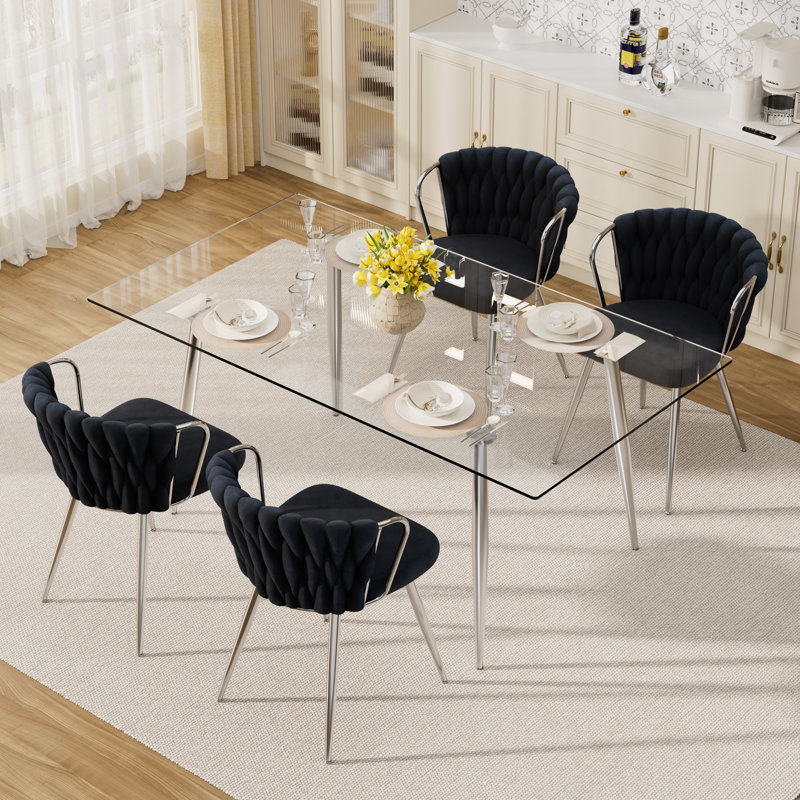 Ensemble de salle à manger 5 pièces, Noir, H 29,5 po x L 63 po x l 31,5 po