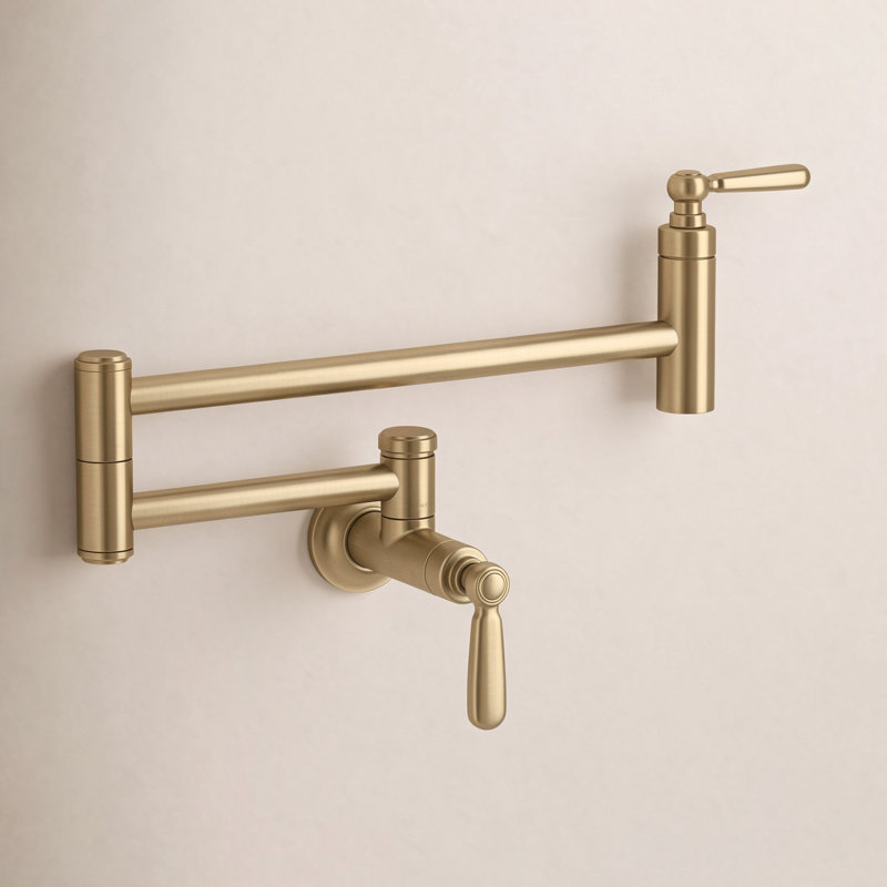 Edalyn by Studio McGee Wall-Mount Pot Filler, Vibrant Brushed Moderne Brass