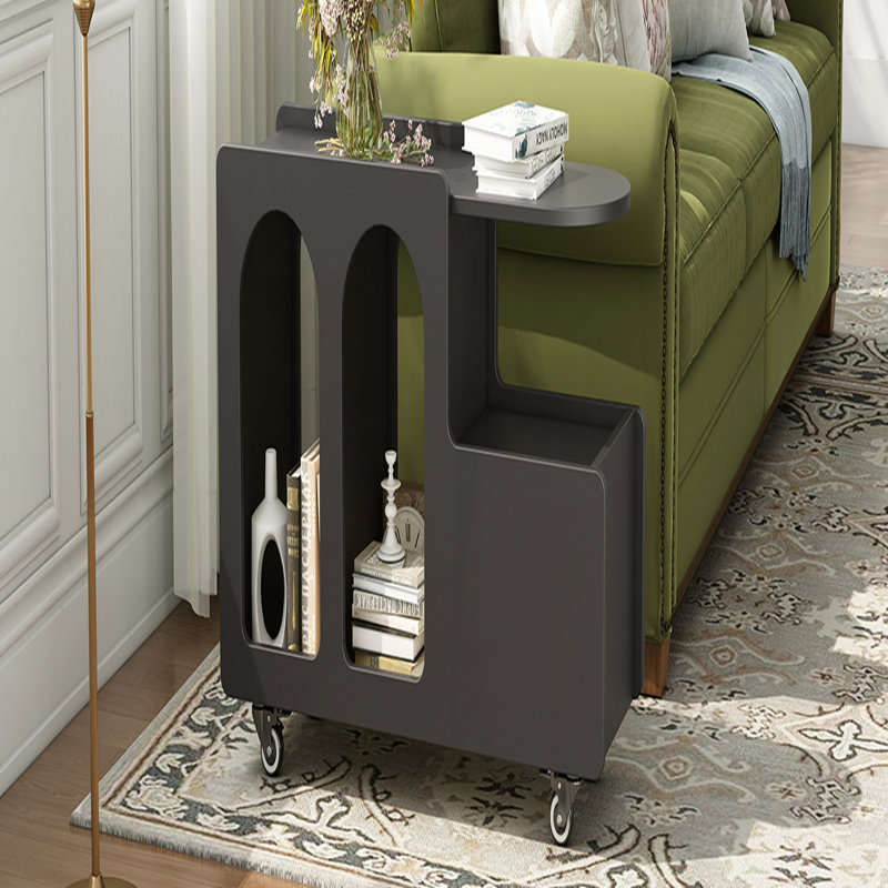 Table de chevet pour chambre à coucher, table de chevet étroite, table de bout mobile avec roues verrouillables, table d'appoint avec tiroir de rangement