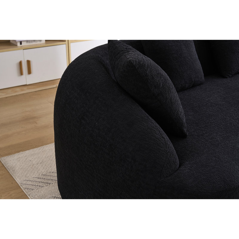 Canapé-lit modulaire courbé noir 30d à haute densité 30d, 4 places, l 110 "pour appartement avec courbes arrondies et sans assemblage requis,