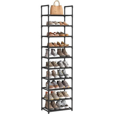 10-tier Shoe Rack Organizer With Metal Frame And Fabric Shelves For Entryway Storage