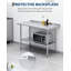 Table en acier inoxydable pour la préparation et le travail, table de travail de cuisine commerciale de 24 x 48 pouces avec dosseret et sous la tablette réglable, table de préparation des aliments en métal robuste pour le garage de restaurant