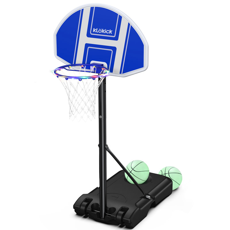 Pro Pool Basketball Hoop with LED Light 45''-59'' Adjustable Height, Blue