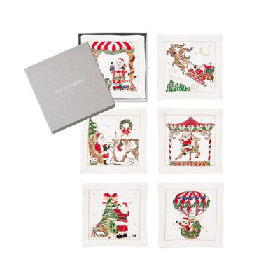 Set of 6 Santa 6 Piece Cocktail Napkin Set