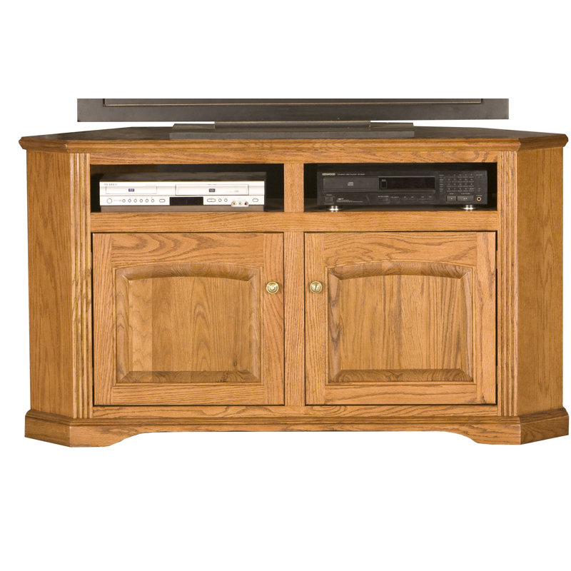 Rafeef Unfinished TV Stand for TVs up to 65", Dark Oak, Wood Panel