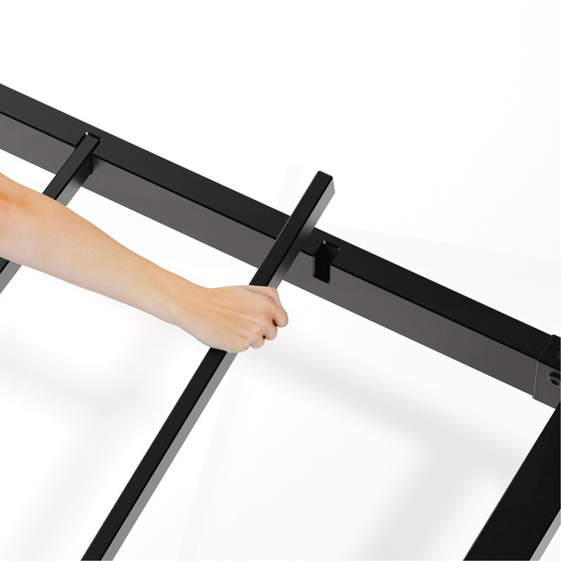 Oak King Floating Bed Frame With LED Lights, Wave Curve Wood Texture Bed With Heavy Duty Metal Slats - No Box Spring Needed.