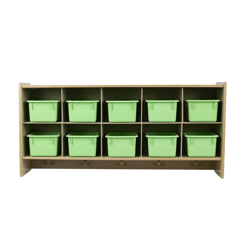 Casier en bois massif 10 compartiments, Vert lime