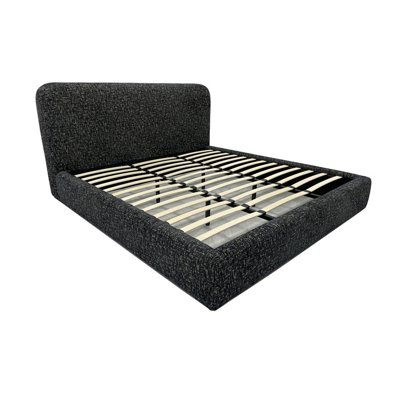 Lit plateforme tapissier Elora Chenille clair de lune, Roi, Clair de lune