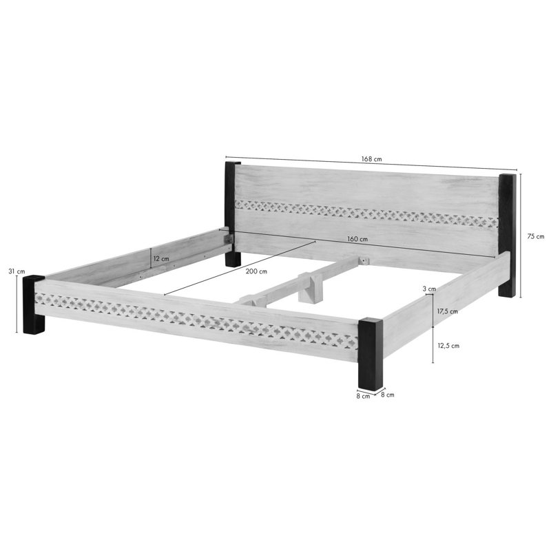 Castle-Antik Solid Wood Bed, European Kingsize (160 x 200 cm)