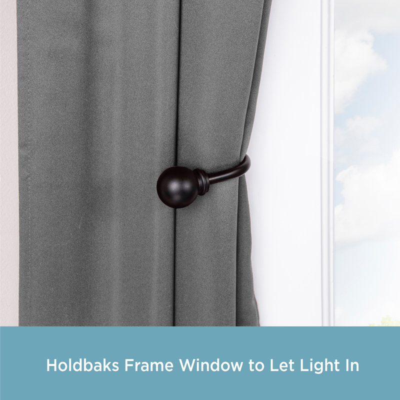 Kenney Decorative Ball Holdbacks For Curtains And Drapes, Black