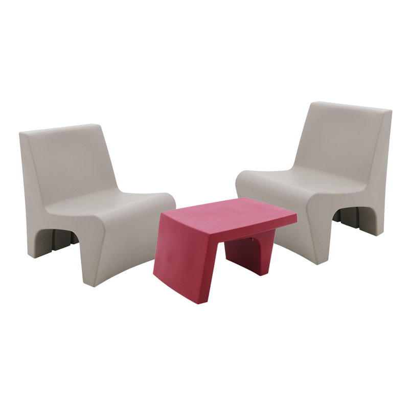 Tramontina Berta 3 Pcs. Polyethylene Lounge Set, Grey, Grey