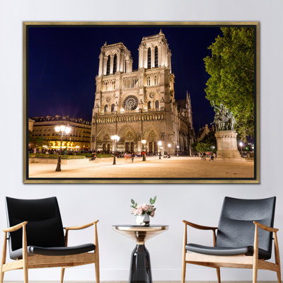 Paris Art Canvas, Notre-Dame Wall Art, City Canvas, Night Art Canvas, Cityscape Printed, France Art Canvas,