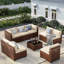 Ensemble de conversation modulaire en rotin pour 8 personnes avec coussins-463747204-452086264