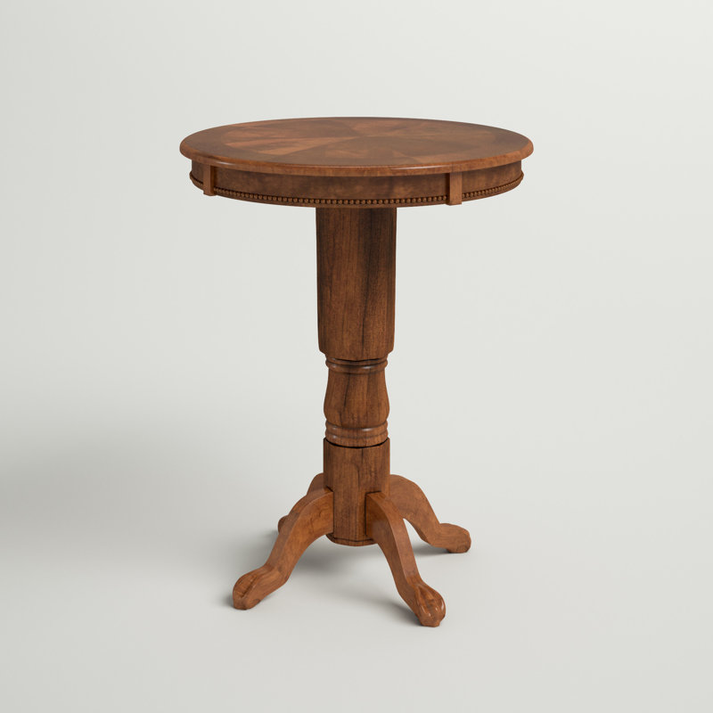 Adelaida 30.25" L Round Solid Wood Table, Walnut