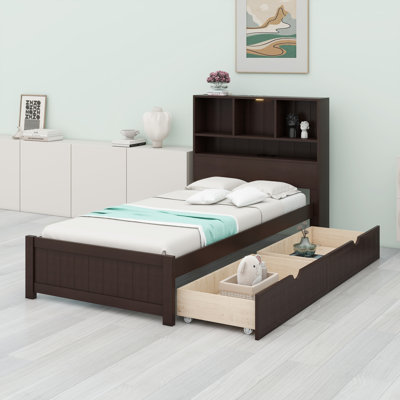 Platform Bed With Bookcase Headboard