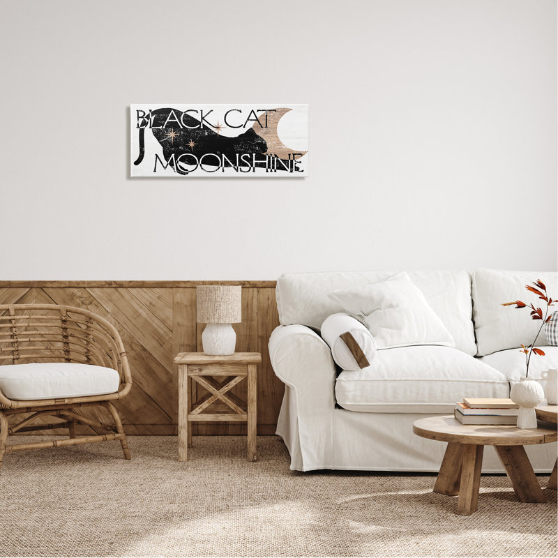 «Black Cat Moonshine Weathered Halloween Moon Sign» par Daphne Polselli, impression sur toile tendue