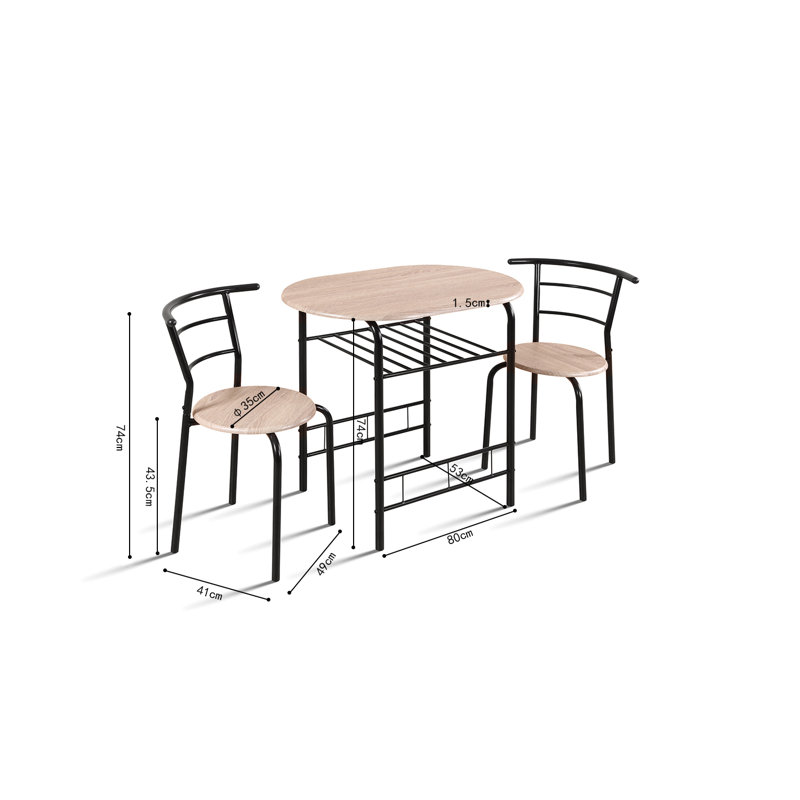 Tabarez 2 - Person Dining Set, Black